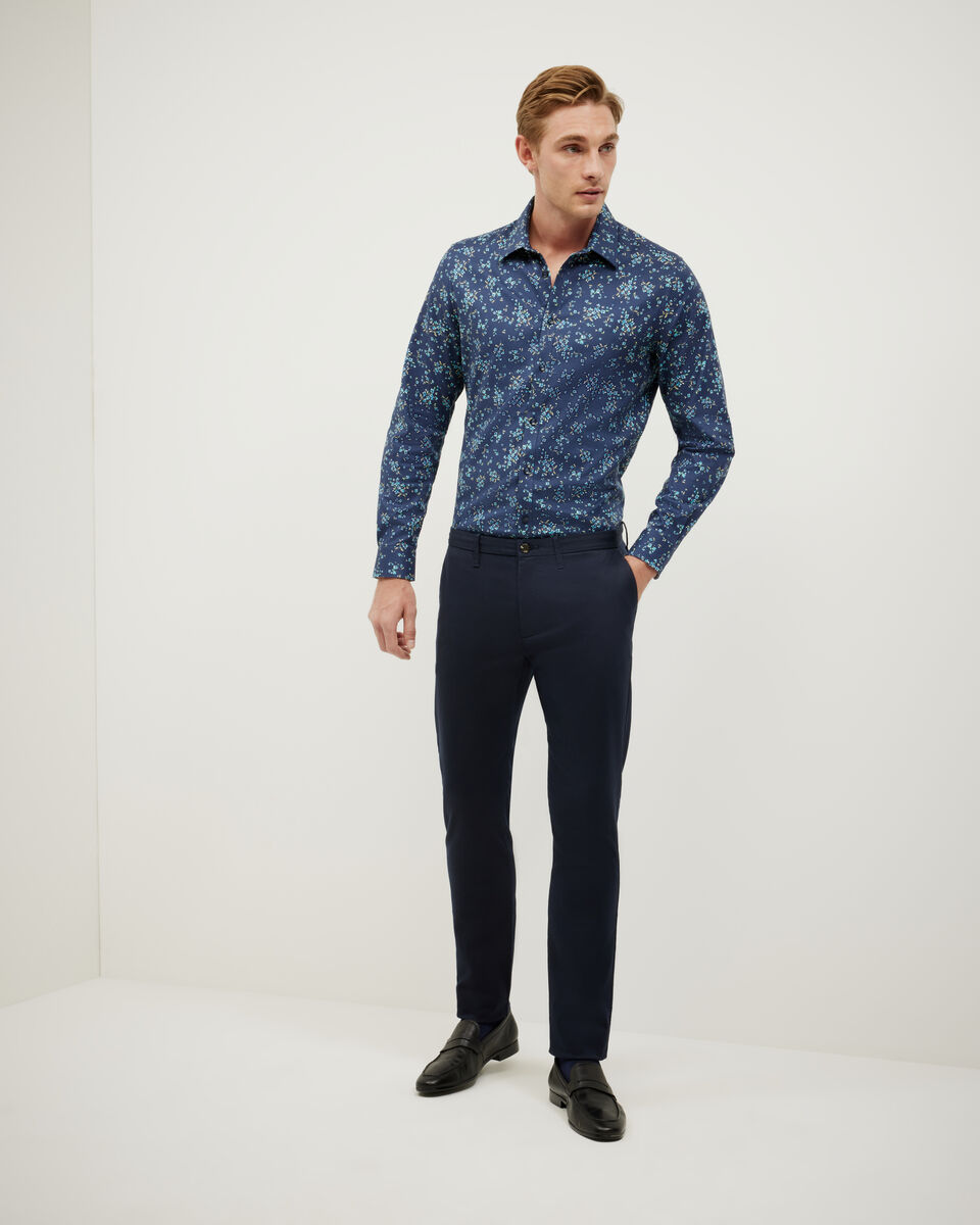 Bouquet Print Long Sleeve Shirt, Navy, hi-res